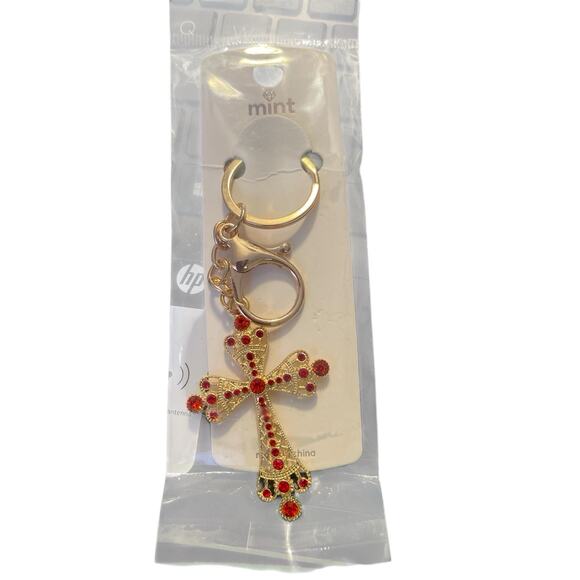 MINT RED SPARKLE KEY CHAIN - Picture 1 of 1